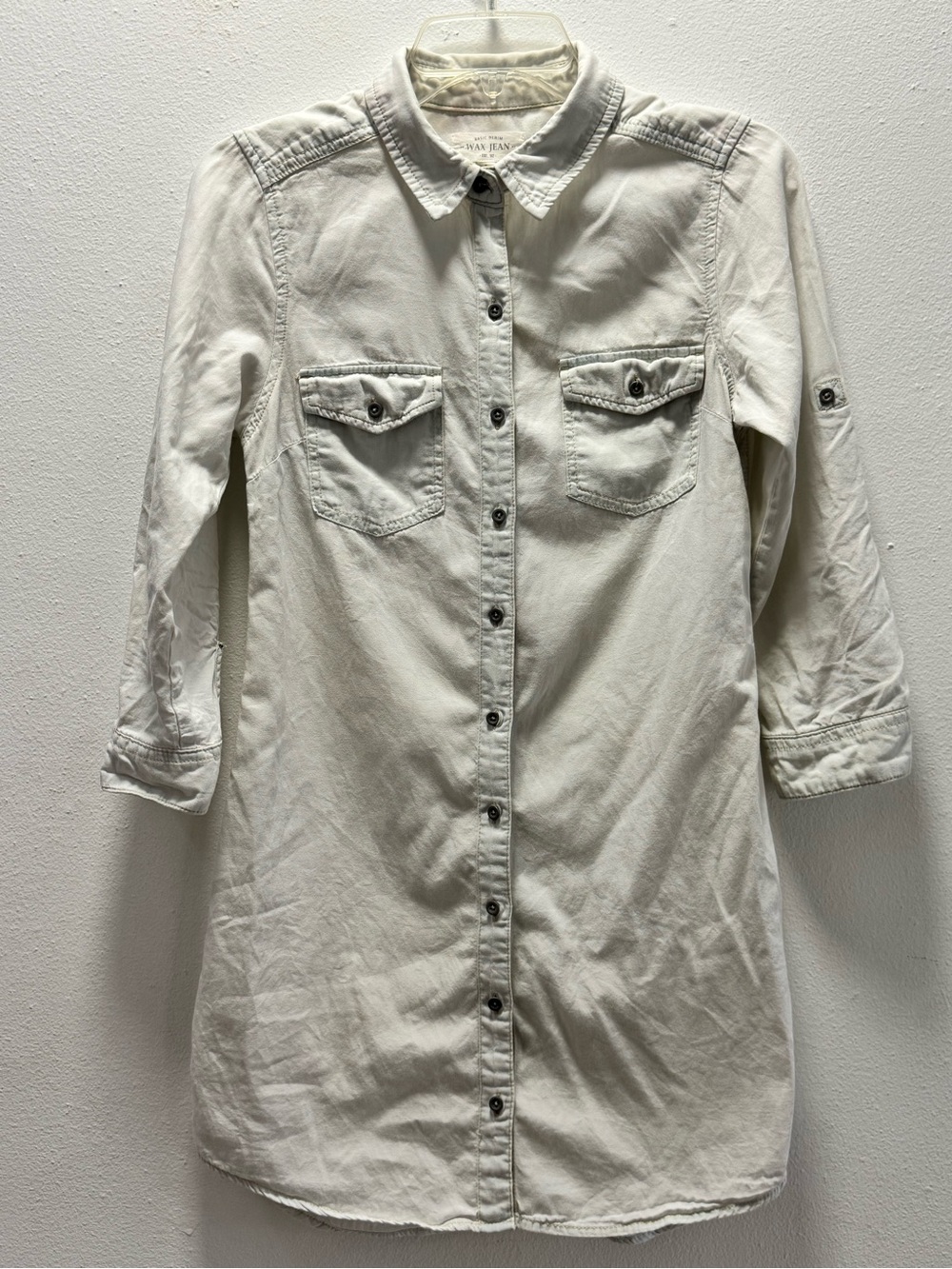 Wax Jean Women's White Button-Front Denim Shirt Jacket